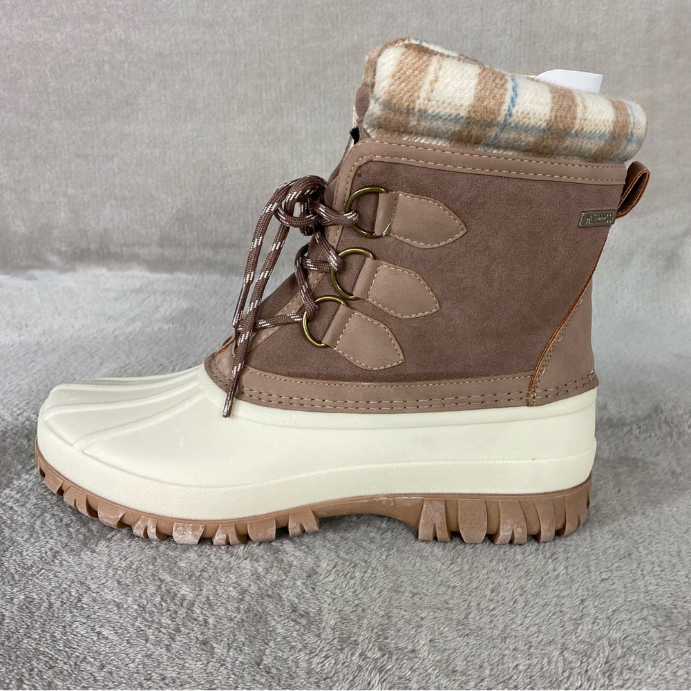 Skechers Windom Boots Womens Size 8 Tan Waterproof Duck Snow Winter Faux Fur NEW - Picture 2 of 13